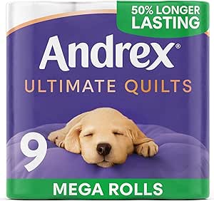 Andrex Ultimate Quilts 9 Mega Toilet Rolls = 13.5 Standard Toilet Rolls, 50% Longer Lasting Paper
